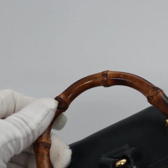 GUCCI Bamboo Backpack Leather Black Gold main image 8